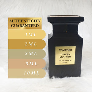 Tom Fòrd Tuscan Leather perfume decant in 1ml 2ml 3ml 5ml 10ml
